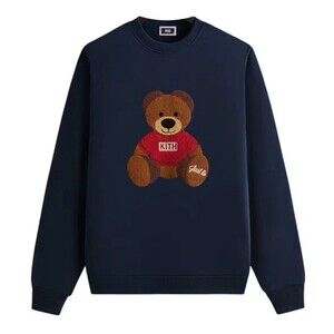 KITH Kithmas 2024 Teddy Nelson Crewneck Nocturnal Blue navy Men’s Size L NWT